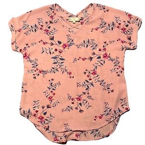 2/$20 Pink Rose floral blouse size small